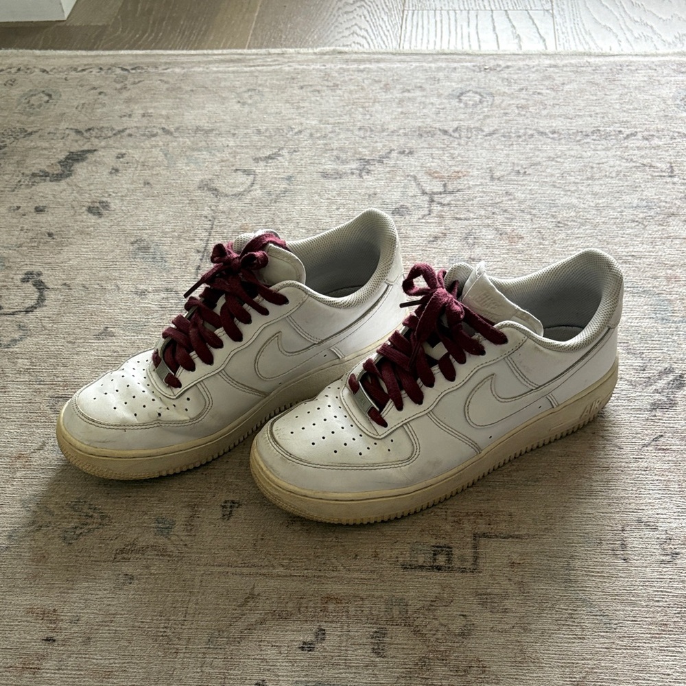 Nike Air Force 1 with burgundy lace